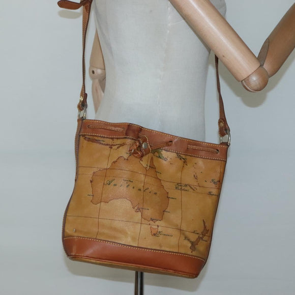 PRIMA CLASSE Shoulder Bag Leather PVC Beige Gold Auth am8596