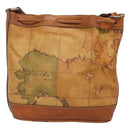 PRIMA CLASSE Shoulder Bag Leather PVC Beige Gold Auth am8596-2