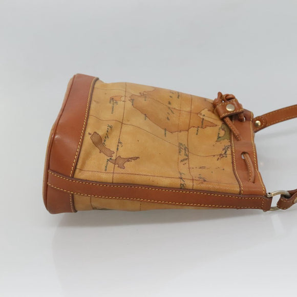 PRIMA CLASSE Shoulder Bag Leather PVC Beige Gold Auth am8596