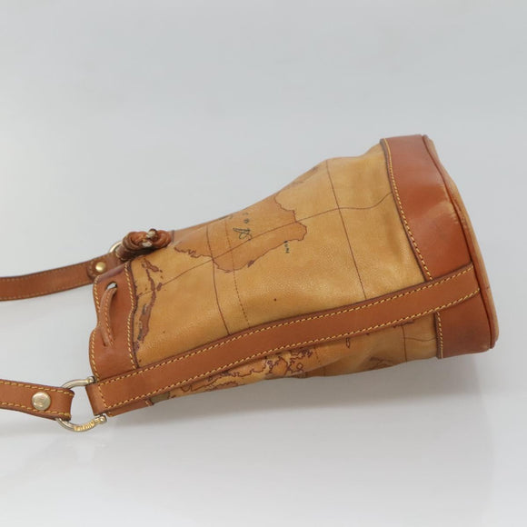 PRIMA CLASSE Shoulder Bag Leather PVC Beige Gold Auth am8596