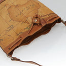 PRIMA CLASSE Shoulder Bag Leather PVC Beige Gold Auth am8596-6