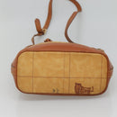 PRIMA CLASSE Shoulder Bag Leather PVC Beige Gold Auth am8596-5