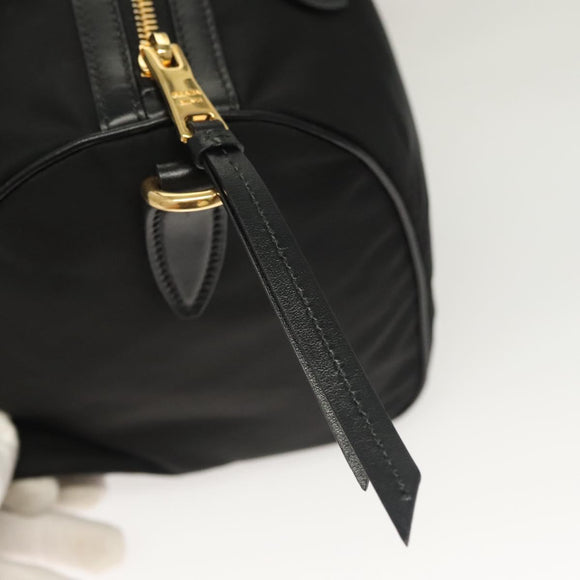 PRADA Hand Bag Nylon 2way Black Gold 1BB797 Auth am8598