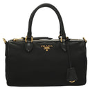 PRADA Hand Bag Nylon 2way Black Gold 1BB797 Auth am8598-13