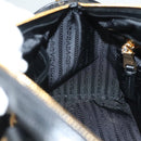 PRADA Hand Bag Nylon 2way Black Gold 1BB797 Auth am8598-22