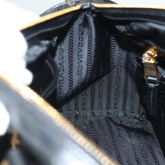 PRADA Hand Bag Nylon 2way Black Gold 1BB797 Auth am8598