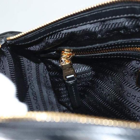 PRADA Hand Bag Nylon 2way Black Gold 1BB797 Auth am8598