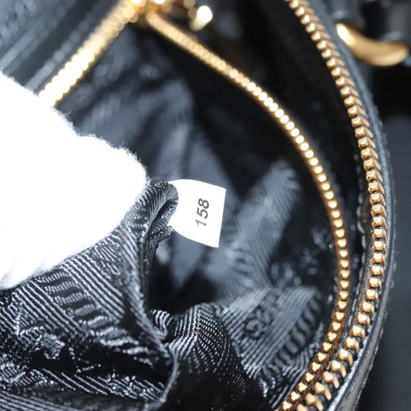 PRADA Hand Bag Nylon 2way Black Gold 1BB797 Auth am8598