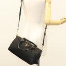 PRADA Hand Bag Nylon 2way Black Gold 1BB797 Auth am8598-26