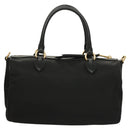 PRADA Hand Bag Nylon 2way Black Gold 1BB797 Auth am8598-2