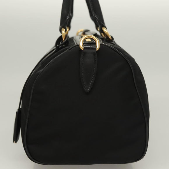 PRADA Hand Bag Nylon 2way Black Gold 1BB797 Auth am8598