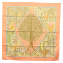 HERMES Carre 90 Scarf ""AXIS MUNDI"" Silk Orange Auth am8605-1