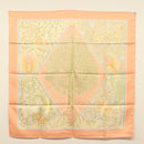 HERMES Carre 90 Scarf ""AXIS MUNDI"" Silk Orange Auth am8605-13