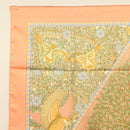 HERMES Carre 90 Scarf ""AXIS MUNDI"" Silk Orange Auth am8605-2