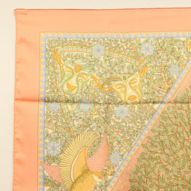 HERMES Carre 90 Scarf ""AXIS MUNDI"" Silk Orange Auth am8605 - 0