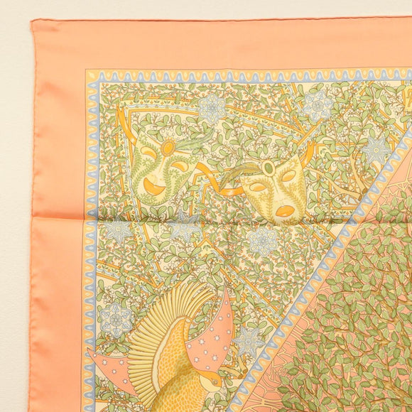 HERMES Carre 90 Scarf ""AXIS MUNDI"" Silk Orange Auth am8605