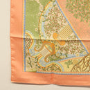 HERMES Carre 90 Scarf ""AXIS MUNDI"" Silk Orange Auth am8605-8