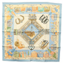 HERMES Carre 90 Scarf ""DES PLAGES NORMANDES"" Silk Beige Auth am8606-1