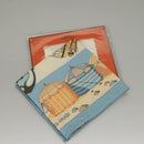 HERMES Carre 90 Scarf ""DES PLAGES NORMANDES"" Silk Beige Auth am8606-12