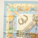 HERMES Carre 90 Scarf ""DES PLAGES NORMANDES"" Silk Beige Auth am8606-2