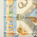 HERMES Carre 90 Scarf ""DES PLAGES NORMANDES"" Silk Beige Auth am8606-5