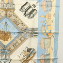 HERMES Carre 90 Scarf ""DES PLAGES NORMANDES"" Silk Beige Auth am8606-7