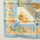 HERMES Carre 90 Scarf ""DES PLAGES NORMANDES"" Silk Beige Auth am8606-8