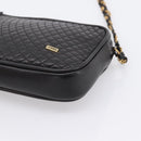 BALLY Chain Shoulder Bag Leather Black Gold Tone Auth am8614A-10