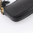 BALLY Chain Shoulder Bag Leather Black Gold Tone Auth am8614A-11