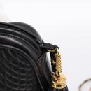 BALLY Chain Shoulder Bag Leather Black Gold Tone Auth am8614A-14