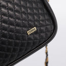BALLY Chain Shoulder Bag Leather Black Gold Tone Auth am8614A-16