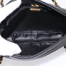 BALLY Chain Shoulder Bag Leather Black Gold Tone Auth am8614A-18