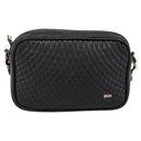 BALLY Chain Shoulder Bag Leather Black Gold Tone Auth am8614A-2