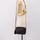 BALLY Chain Shoulder Bag Leather Black Gold Tone Auth am8614A-23