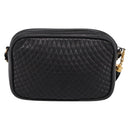 BALLY Chain Shoulder Bag Leather Black Gold Tone Auth am8614A-3