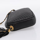 BALLY Chain Shoulder Bag Leather Black Gold Tone Auth am8614A-4