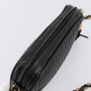 BALLY Chain Shoulder Bag Leather Black Gold Tone Auth am8614A-6