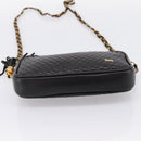 BALLY Chain Shoulder Bag Leather Black Gold Tone Auth am8614A-9
