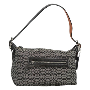 Coach Signature Shoulder Bag Canvas Black Silver Auth am8616