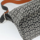 Coach Signature Shoulder Bag Canvas Black Silver Auth am8616-16
