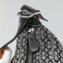 Coach Signature Shoulder Bag Canvas Black Silver Auth am8616-10