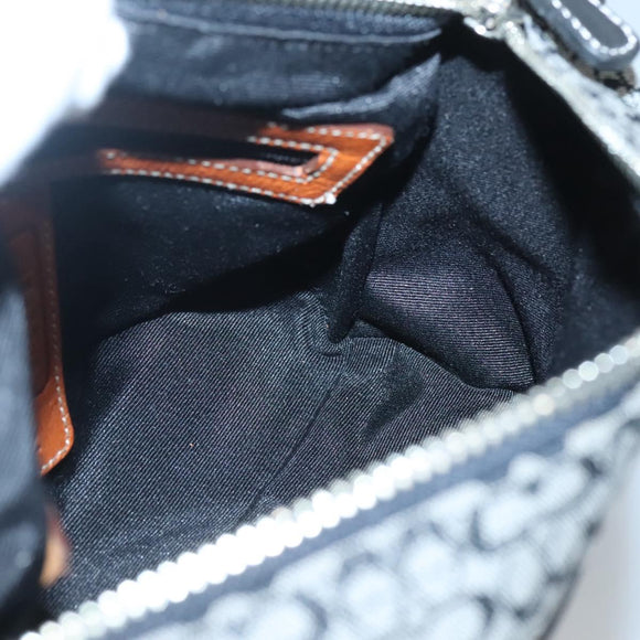 Coach Signature Shoulder Bag Canvas Black Silver Auth am8616