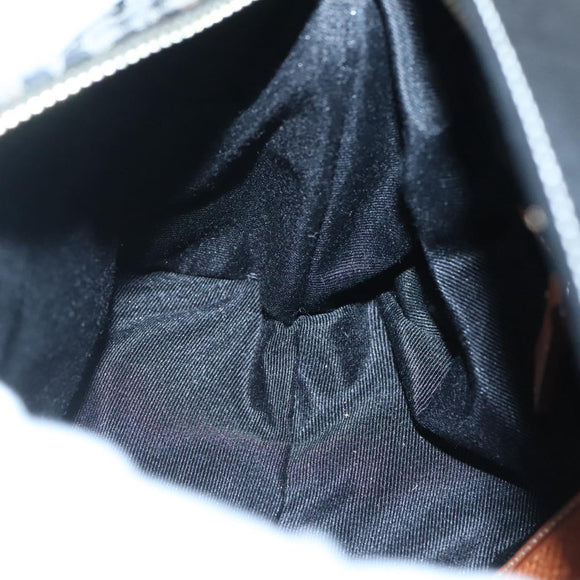 Coach Signature Shoulder Bag Canvas Black Silver Auth am8616