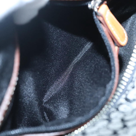 Coach Signature Shoulder Bag Canvas Black Silver Auth am8616