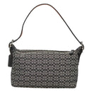 Coach Signature Shoulder Bag Canvas Black Silver Auth am8616-2