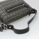 Coach Signature Shoulder Bag Canvas Black Silver Auth am8616-7
