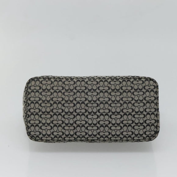 Coach Signature Shoulder Bag Canvas Black Silver Auth am8616