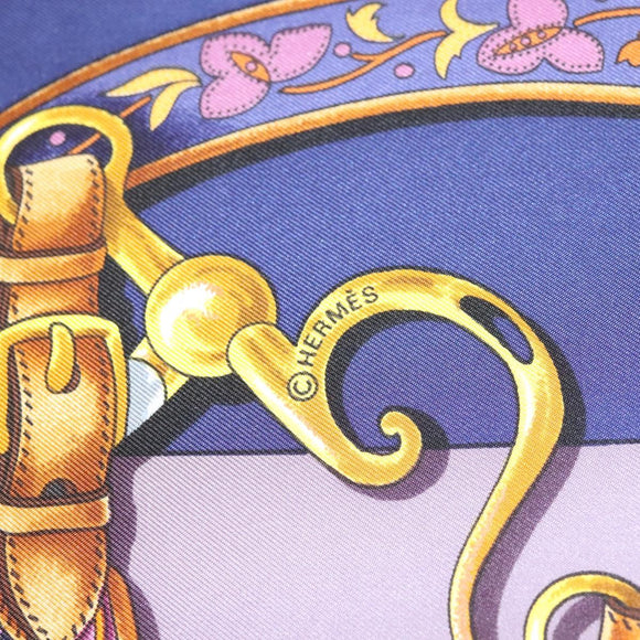 HERMES Pleated Carre 90 Scarf ""Festival"" Silk Blue Auth am8626