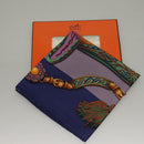 HERMES Pleated Carre 90 Scarf ""Festival"" Silk Blue Auth am8626-15
