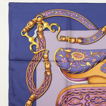 HERMES Pleated Carre 90 Scarf ""Festival"" Silk Blue Auth am8626 - 0